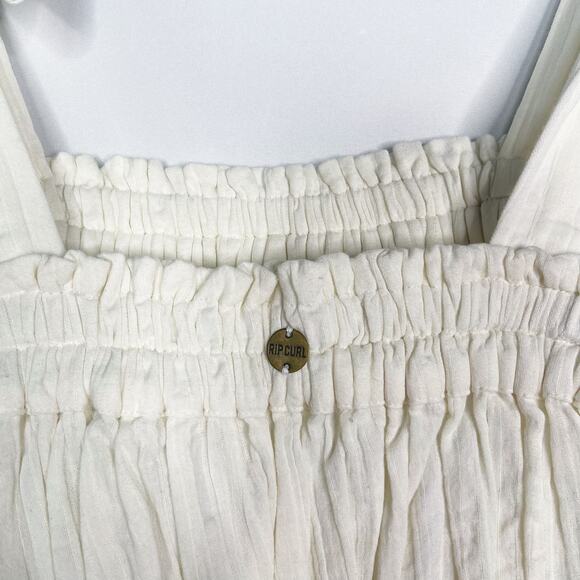 New Ripcurl Medium Cream Norah Tank Top Smocking Shoulder Tie Cotton Gauze Bone - Picture 7 of 11